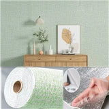 3D Linen Foam Stickers Self-adhesive PVC Solid Color Thickened Waterproof Bedroom And Living Room Wall Renovation Wallpaper