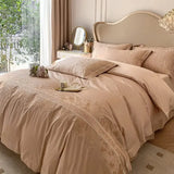 High-end 180S Long-staple 100% Cotton Embroidery Quilt Cover Fitted Sheet Autumn and Winter Light Luxury Comforter Bedding Sets