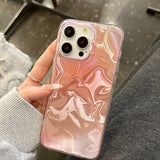 Laser Dazzling Pleated Aurora Water Ripple Phone Case For iPhone 16 15 14 13 12 11 Pro Max XS XR 7 8 Plus Fantasy Glitter Cover