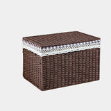 Rattan-Weave Home Storage Box Covered Living Room Miscellaneous Items Storage Basket Japanese Simple Style Paper Material