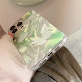 Green Gradient Butterfly Pattern Phone Case For iPhone 16e 11 12 13 14 15 16 Pro Max XR XS X 7 8 Plus Shockproof Glitter Cover