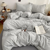 Korean Bedding Full Sets Blue New Soft Striped Queen Bed Sheets Duvet Cover With Pillowcase No Filling Bedroom Decor