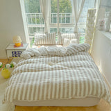 Nordic Bedding Set Ins Popular Striped Duvet Cover Set Bed Sheets Set Single Twin Full Queen Size Skin-Friendly Soft Bedding