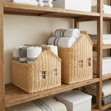 1pc Nordic Handmade Woven Decorative Basket, House-Shaped Storage Basket, Desktop Hand-Carry Organizer, Suitable for Living Room