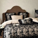 4Pcs Bedding Set Only One Third Butterfly Flower Lace Patchwork Washed Cotton Duvet Cover Set Flat/Fitted Bed Sheet Pillowcases