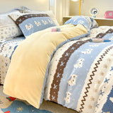 New High-weight Milk Fleece Thickened Single Quilt Cover  Winter Warm Cartoon Duvet Cover Skin-friendly Bedding