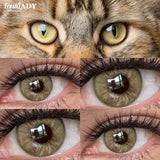 1 Pair Colored Contact Lenses Natural Brown Pupils Green Eyes Contact lenses Gray Soft Contacts 14.20mm