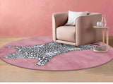 Green Round Living Room Carpet Large Area Leopard Pattern Bedroom Rug Simple Fashion Creative Decoration Coffee Table Mats Tapis