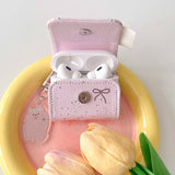 Leather pink blue ink-splash wireless headset case for apple airpods pro2nd 3 pro 1 2 charging box cute puppy pendant summer