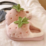 Cotton Slippers for Women Winter Indoor Home Warmth Plush and Cute Slippers Strawberry-tipped Thick-soled Anti-slip Cotton Shoes