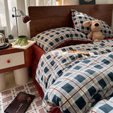 Floral  Vintage Sle Thiened Milk Velvet id Soft Middle Ancient Sle Four-Piece Bedding Set Skin-Friendly Winter Use