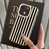Luxury Double Color Contrast Stripe Case for iPhone 17 16 15 Pro Max 14 Plus 12 13 11 Colorful Lichee Leather Shockproof Cover