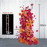 Wedding Backdrop Arch Flower Runner Hot Pink Orange Hydrangea Rose KT Board Decor Event Party Props Display
