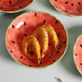 6.3 Inch Round Plate Hand-painted Watermelon Stone Lace Fruit Plate Japanese Sushi Plate Small Dish Snack Decorative Small Dish
