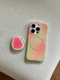 Korean Cute Guava Magnetic Grip Tok Griptok Phone Stand Holder Phone Case for iPhone 17 16 15 14 13 Pro Max For Magsafe Cover