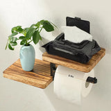 Wooden Paper Towel Holder Space Saving Countertop Organizer with Vertical Paper Storage Kitchen Bathroom Phone Roll Paper Rack