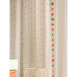 Retro cotton linen rainbow ball yarn cream style bedroom living room children's room cotton linen curtains tulle custom curtains