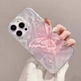 Gradient Pink Sparkling Butterfly Pattern Phone Case For iPhone 11 12 13 14 15 16 Pro Max7 8 Plus XS X XR SE 2 Shockproof Cover