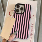 Luxury Double Color Contrast Stripe Case for iPhone 17 16 15 Pro Max 14 Plus 12 13 11 Colorful Lichee Leather Shockproof Cover