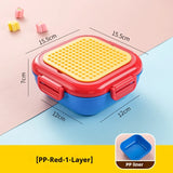DIY Building Blocks Lunch Box for Kids Cartoon Bento Box with Spoon Lunch Bag for Kids Building Block Accessories