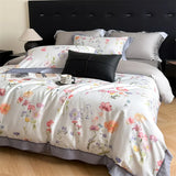 600TC Lyocell Cotton Soft Breathable Flowers Print Bedding Set Duvet Cover Set Bed Sheet/With Elastic Band Bed Sheet Pillowcases