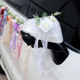 Multi-purpose Rustic Wedding Car Door Handle Decoration Just Flowers Married Car Mirror Rearview Flower Decor Accessories
