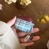 Korea Fashion Brown Plaid Splicing Pattern Retro Neck Lanyard Shockproof Protection Case For AirPods 4 3 2 1 Pro 2 Earphone Case