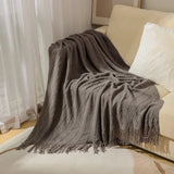 Knitted Twin Size Blanket, Coffee Throw Blanket for Couch Soft Lightweight Breathable Summer Living Room Home Decor Outdoor