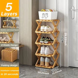 New Portable Small Foldable Shoe Rack Without Installation,Bamboo Shoe Rack for Storage.Ideal for Hallway,Bedroom,Living Room