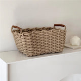 Handmade Thick Cotton Rope Woven Storage Basket Simple Desktop Book Snack Miscellaneous Items Basket for Bedroom Living Room