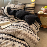 3/4PCS Dark Goth Bedding Set Black Cat Pine Tree Puff Gauze Duvet Cover Set for Goth Girl Bedroom Decoration King Queen Size