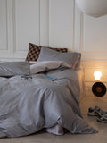 New Premium 00s Gown Satin Full Cotton Bedding Tee-Piece Set Pure Cotton Simple  Color Bedding Comforter Cover