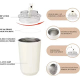 Travel Coffee Mug, 240ml Insulated Beverage Cup With Leakproof Lid, Long Lasting Coffee Tumbler Travel Coffee Thermos White