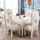 Dining Table Chair Cover Set European Jacquard Cushion Chair Rectangle Round Coffee Tablecloth Table Cloth Home Decor Dustproof