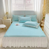 2/3pcs Summer Cooling Princess Bed Skirt Set Class A Mattress Cover Single Soft Mat Room Decor Bedspread Ice Silk Bean Cool Mat