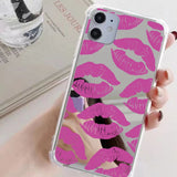 Korean Ins Full of Pink Lips Mirror Phone Case for iPhone 14 13 Pro Max Plus Back Cover for 12 11 Pro Max X XS Max 7 8 SE Capa