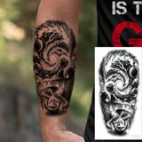 1 Sheet Compass Flower Temporary Tattoos For Women Men Adults Skull Lion Owl Tattoo Sleeve Sticker Black Fake