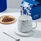 500ml Blue Ceramic Mug Gift Package Coffee Cup Creative design Splash ink Breakfast Oatmeal Cup Festival Gift Porcelain Mug