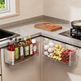 Transparent/White Cabinet Door Storage Basket Retractable Hanging/Free-standing Onion Storage Box Space Saving Multifunctional