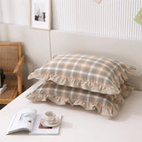100% Cotton Lace Pillowcase 48x74cm Yarn-dyed Washed Cotton Stripe Pillow Cover Bedding Decorative Pillow Sham With Zipper
