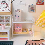 Double Layer Desktop Storage Basket Plastic Large Capacity Student Stationery Storage Box Desktop Organizer Storage Baskets New