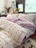 Purple Tulip Small Embroidery Cotton Bedding Set Moonlight Bus Tee-Piece Quilt Cover eet Bedding Pure Cotton 8M Bed Canopy