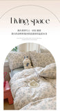 Class A Knitted Bedding Set Floral Style Bed Linen Set Soft Double Yarn Four-Piece Set Quilt Cover Set Bed Sheets Gift for Home