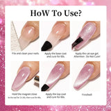 15ml Pink Cat Magnetic Gel Nail Polish, Spring Crystal Effect Cat Eye Semi-Permanent Removable Nail Polish