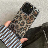 Retro Leopard Print Smooth Pattern Mobile Phone Protective Case for iPhone 16 15 14 13 12 Pro Max Shockproof Protection Cover