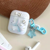 Earphone Case For AirPods 4 Glitter Fish Mermaid Star Pearl Protective Case with Keychain for Airpods 1 2 3 4th Pro Pro2