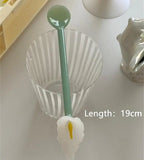 Calla Lily Animals Cartoon Bear Glass Spoon Dessert Spoon Coffee Glass Stir Spoon  Long Handle Spoon Yogurt Spoon