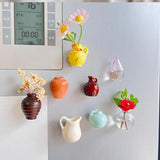 Ceramic Vase Fridge Stickers DIY Excluding Plants Mini Plant Vase Exquisite Three-dimensional Refrigerator Magnets Gift