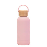 350ML Small Mouth THERMOS CUP Portable Handle Bamboo Wood Cover Vacuum Double Stainless Steel Simple Outdoor MINI WATER BOTTLE
