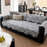 Irregular Sofa Cover, Jacquard Chenille Leopard Print Couch Slipcovers, Non Slip Armchair Towel, Sofa Cushion 3 Seats
